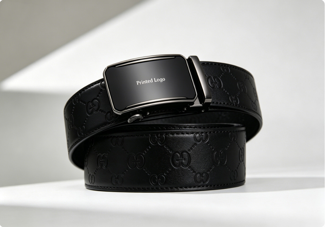 leather Printed Logo leather belt
