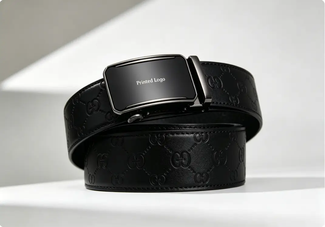 leather Printed Logo leather belt