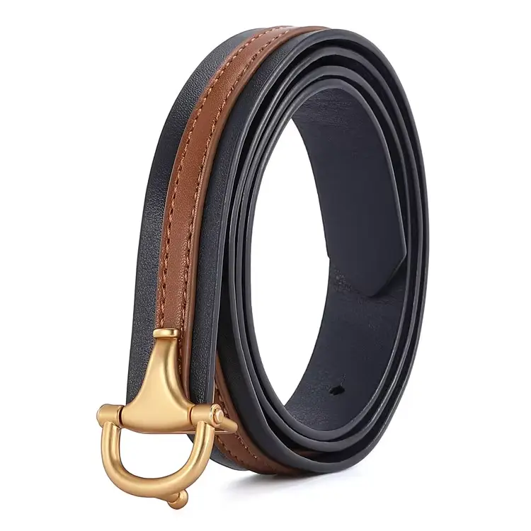 women skinny dress belt with fashion gold buckle