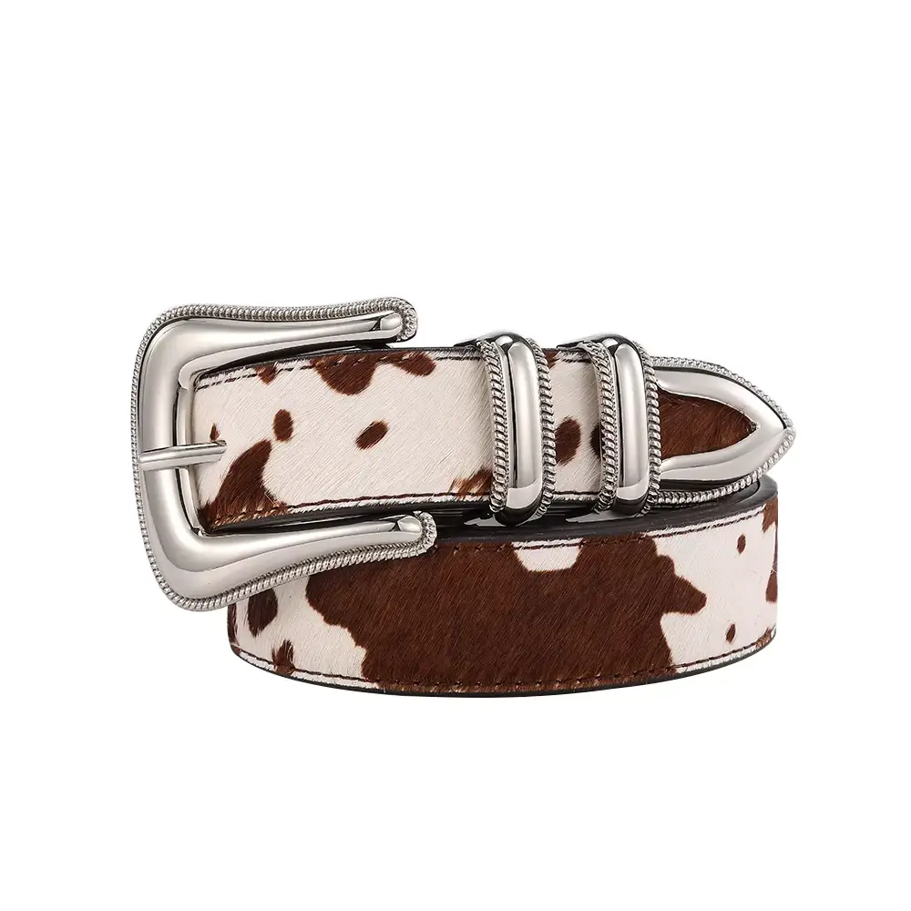 Private Label Men's Reversible Pin Buckle Belt in Genuine Cowhide Leather luxury western cowboy full grain leather pin buckle belt