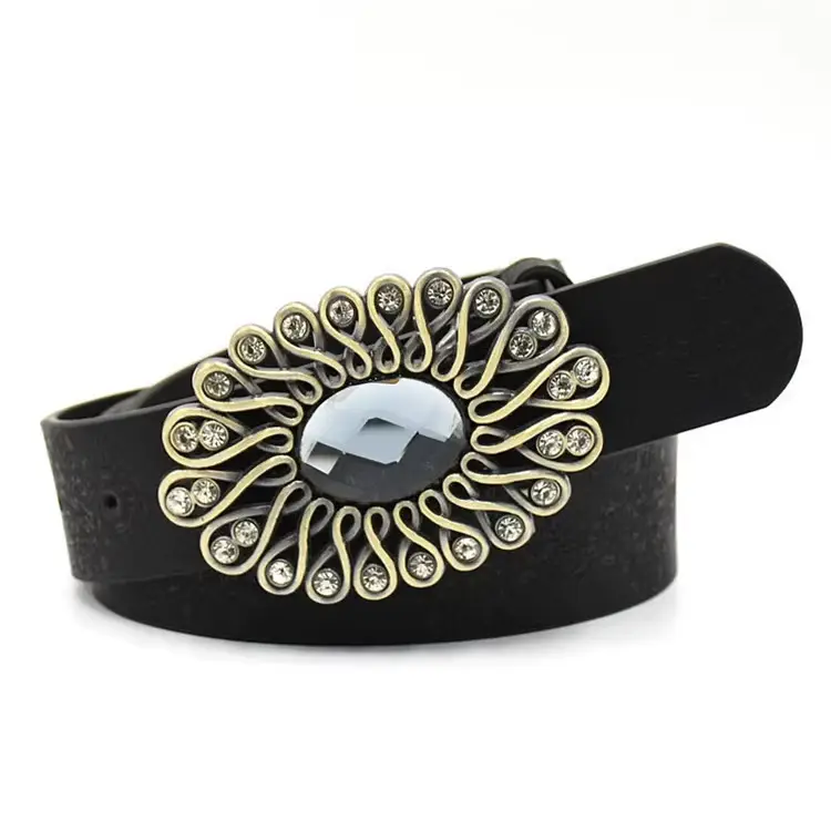 vintage women diamond studded leather belt vintage women diamond studded leather belt