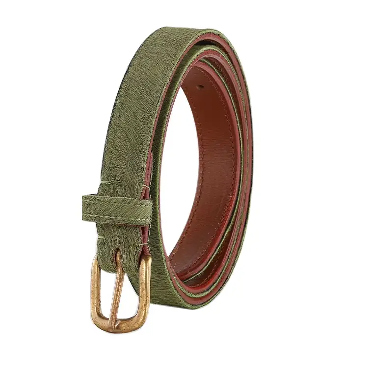 custom horsehair genuine leather pin buckle belt