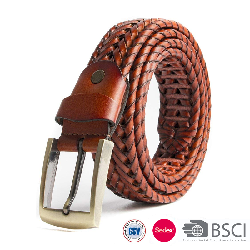 Woven Logo leather belt