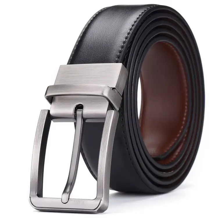 Home custom logo reversible genuine leather belt for men