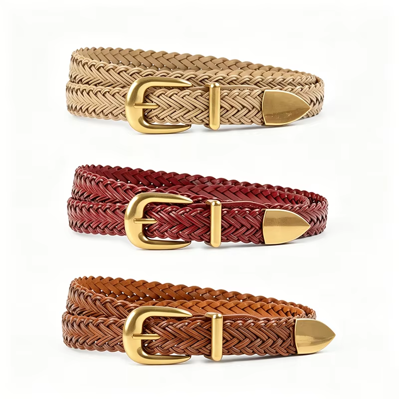 women's faux leather pin buckle belt