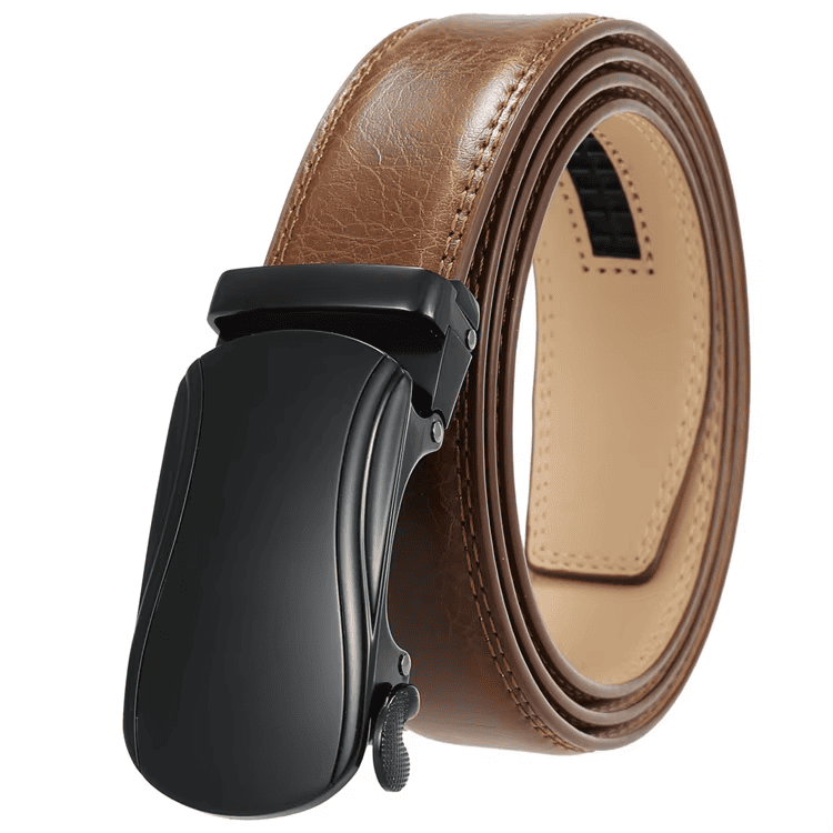 3.5cm genuine leather ratchet belt for men