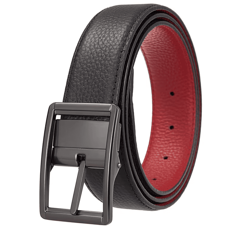 Private Label Men's Reversible Pin Buckle Belt in Genuine Cowhide Leather