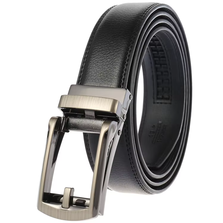 3.5CM Genuine Leather Ratchet Belt for Men precision sliding ratchet belt in genuine leather for business professionals