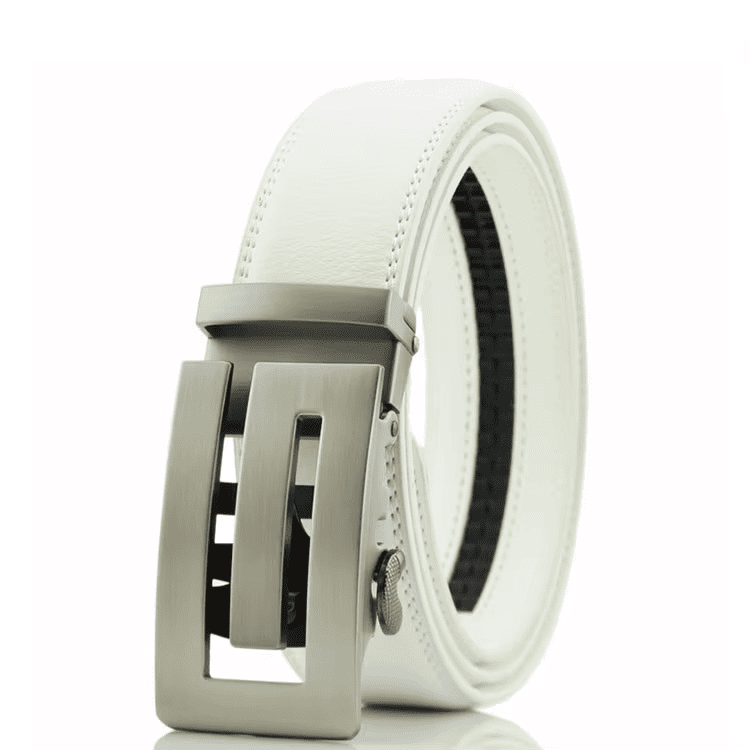 Lightweight Genuine Leather Ratchet Belt for Men white no hole leather belt for men