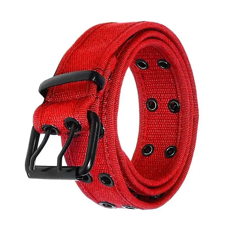 canvas belt manufacturer factory double grommet braided canvas web belt