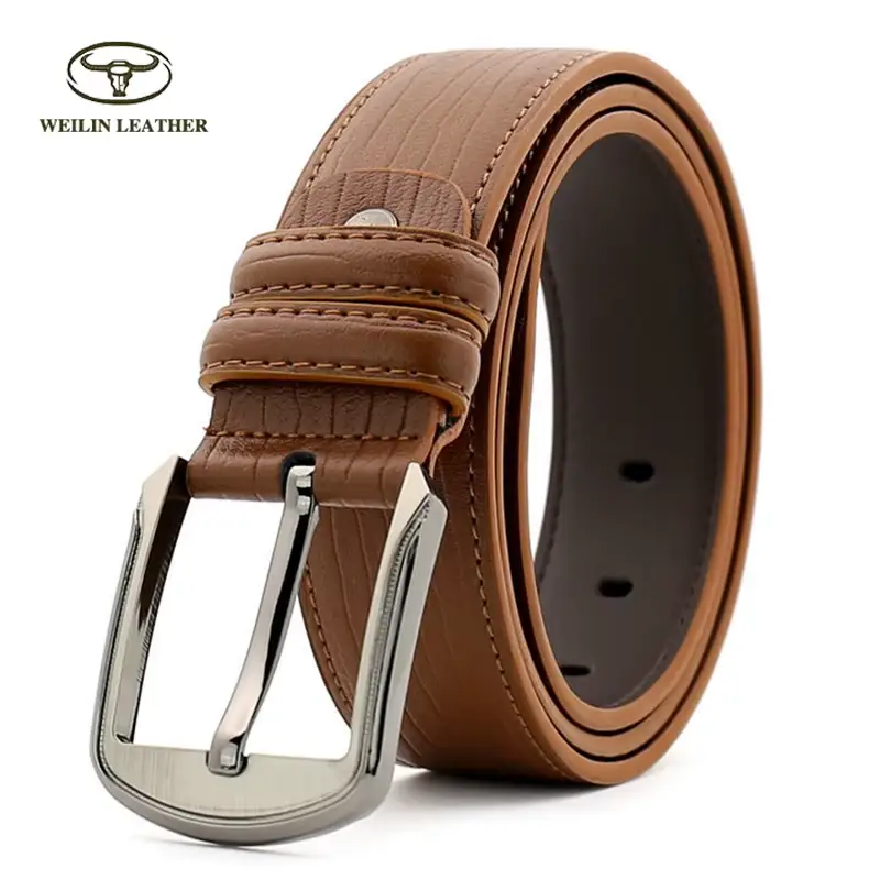 wholesale custom genuine leather cowhide pin buckle belt for men