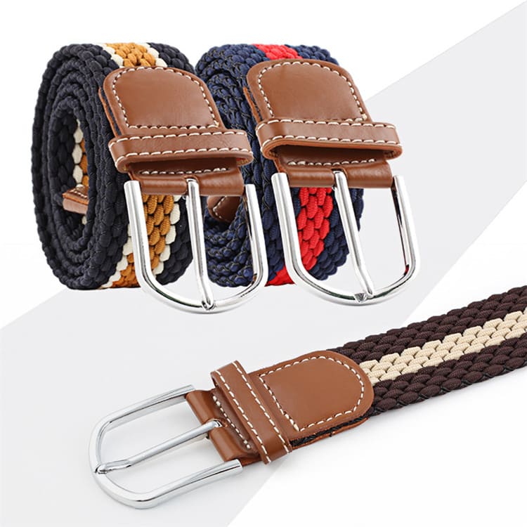 comfortable elastic belt with black buckle and leather accents
