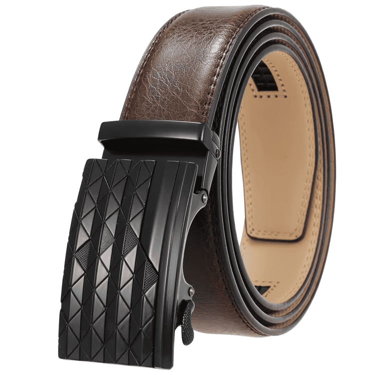 Dual-Sided Leather Belt with Rotating Automatic Alloy Buckle lightweight genuine leather ratchet belt for men