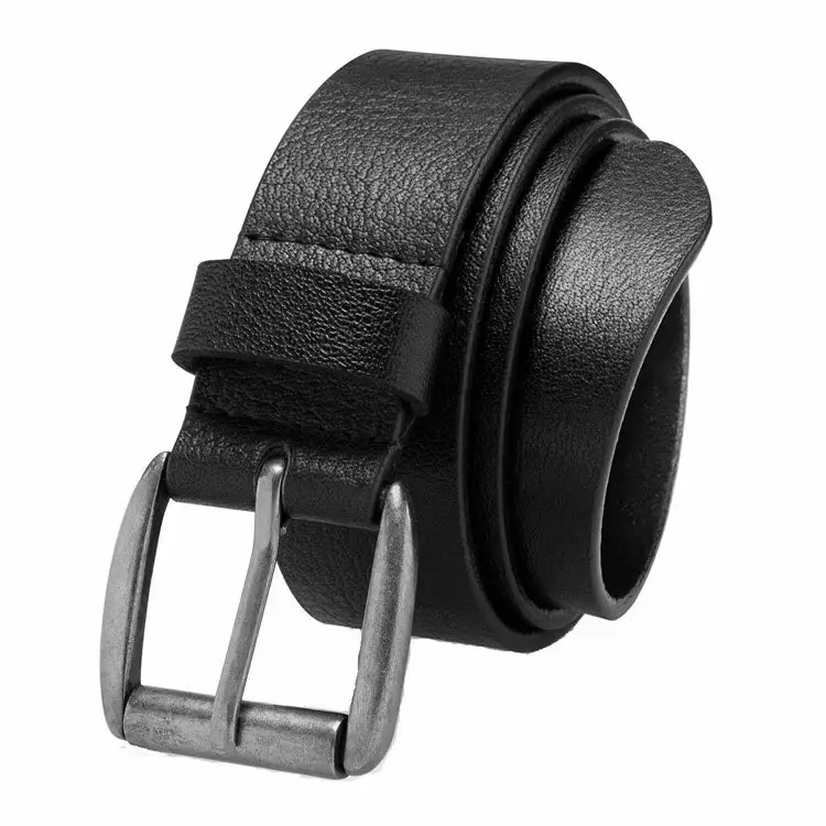 genuine leather jeans belt supplier custom men's top grain genuine leather jeans belt with roller buckle