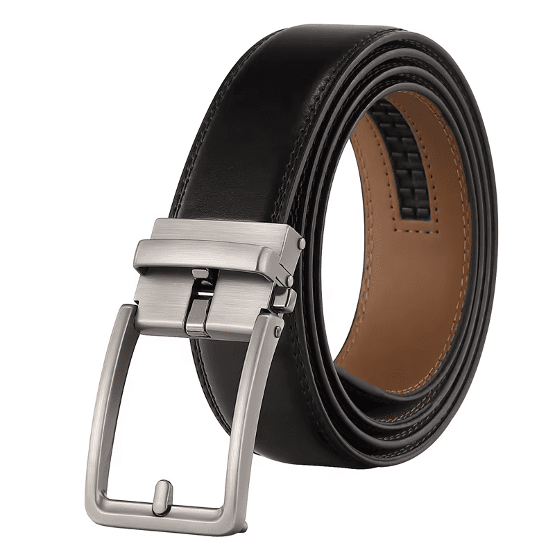 Wholesale classic cowhide ratchet belts premium cowhide leather ratchet belt with alloy auto lock buckle