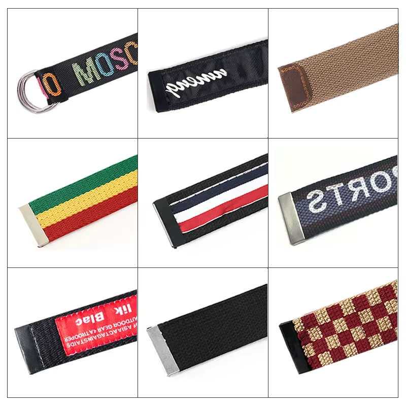 printed canvas belt manufacturer fashion logo pattern cotton belt with alloy buckle