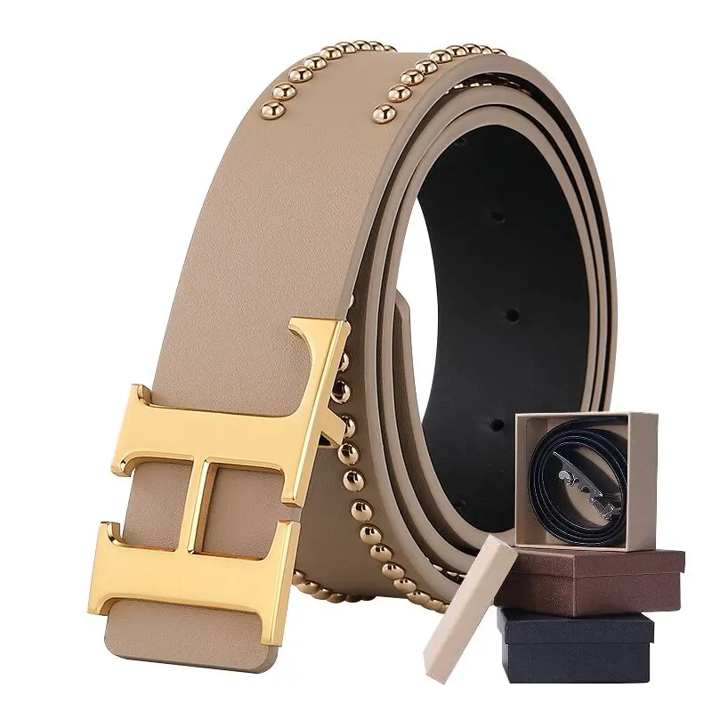 Plate buckle belt Custom Biker Leather Belt with Alloy Plate Buckle